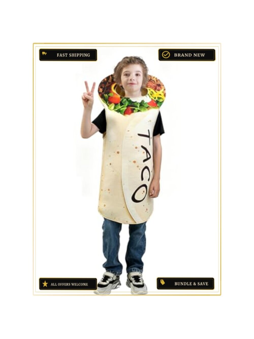 Unisex Kids Taco Costume Tunic Halloween Dress Up Pretend Play